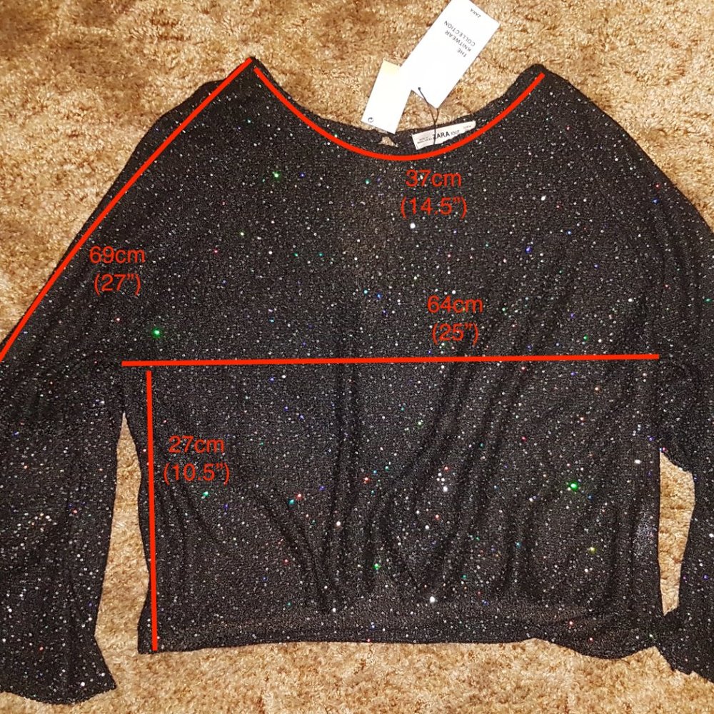 Zara Knit Holographic Sequin Long Sleeve Top - Picture 2 of 8